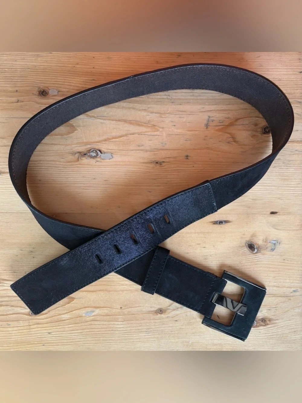 Chico’s Statement Belt Black Suede Size Medium EUC